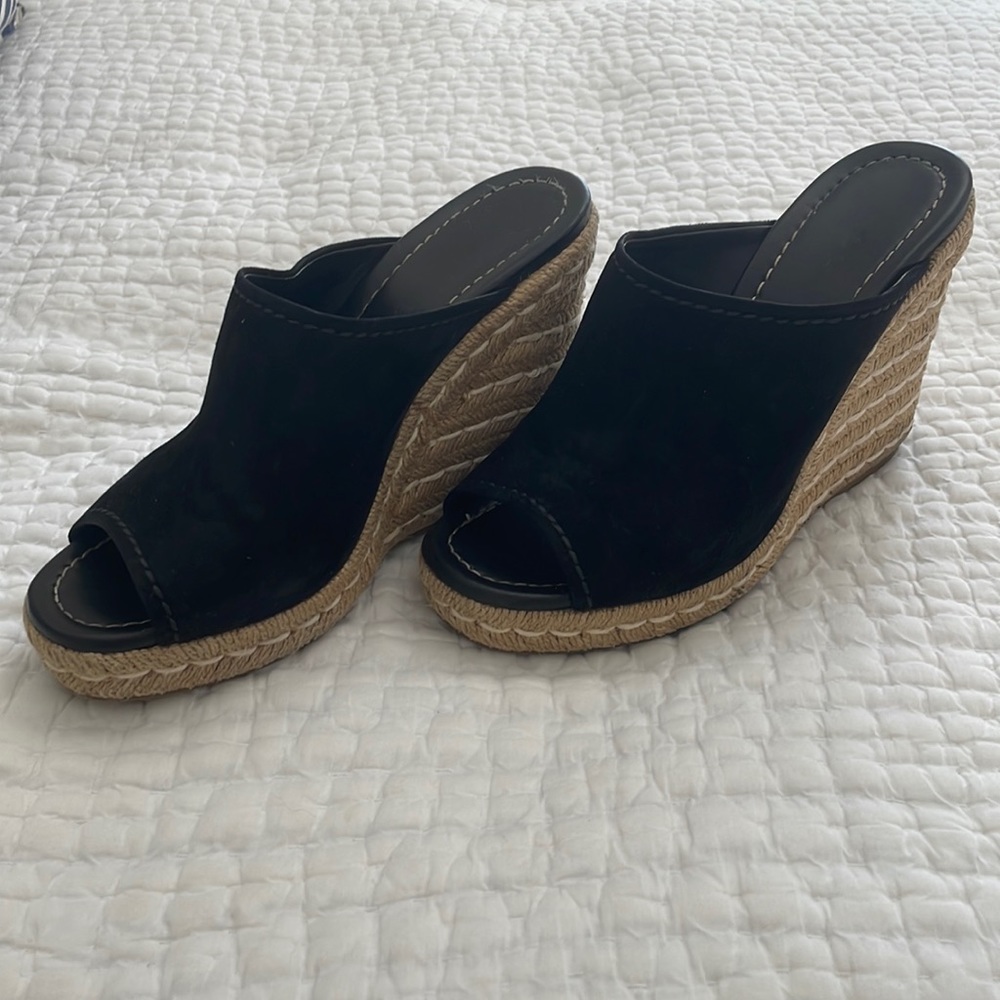 Prada black suede wedge